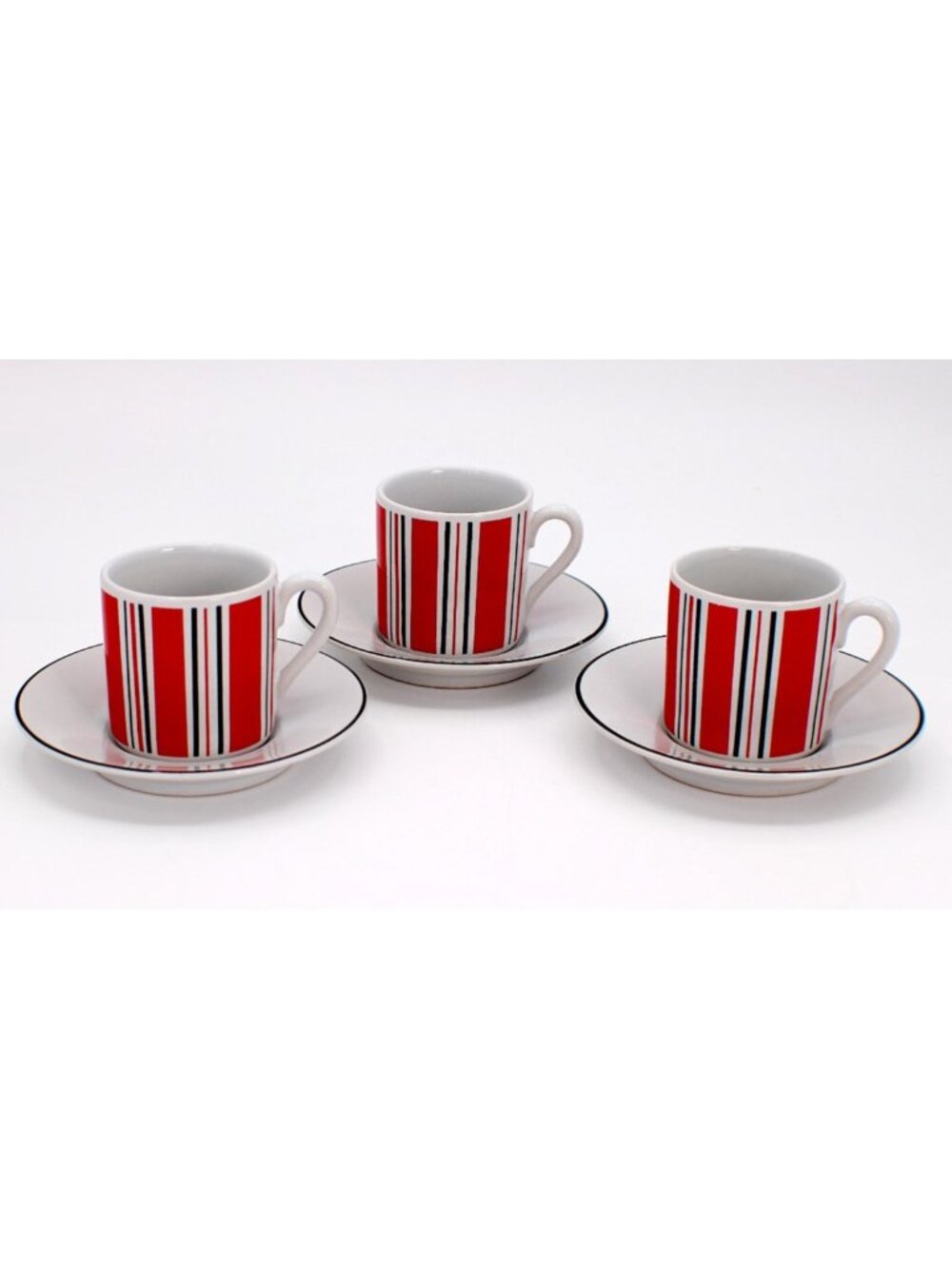 Espresso Red And Black Demitasse Cup And Saucer Set Of 3 Vintage Korea